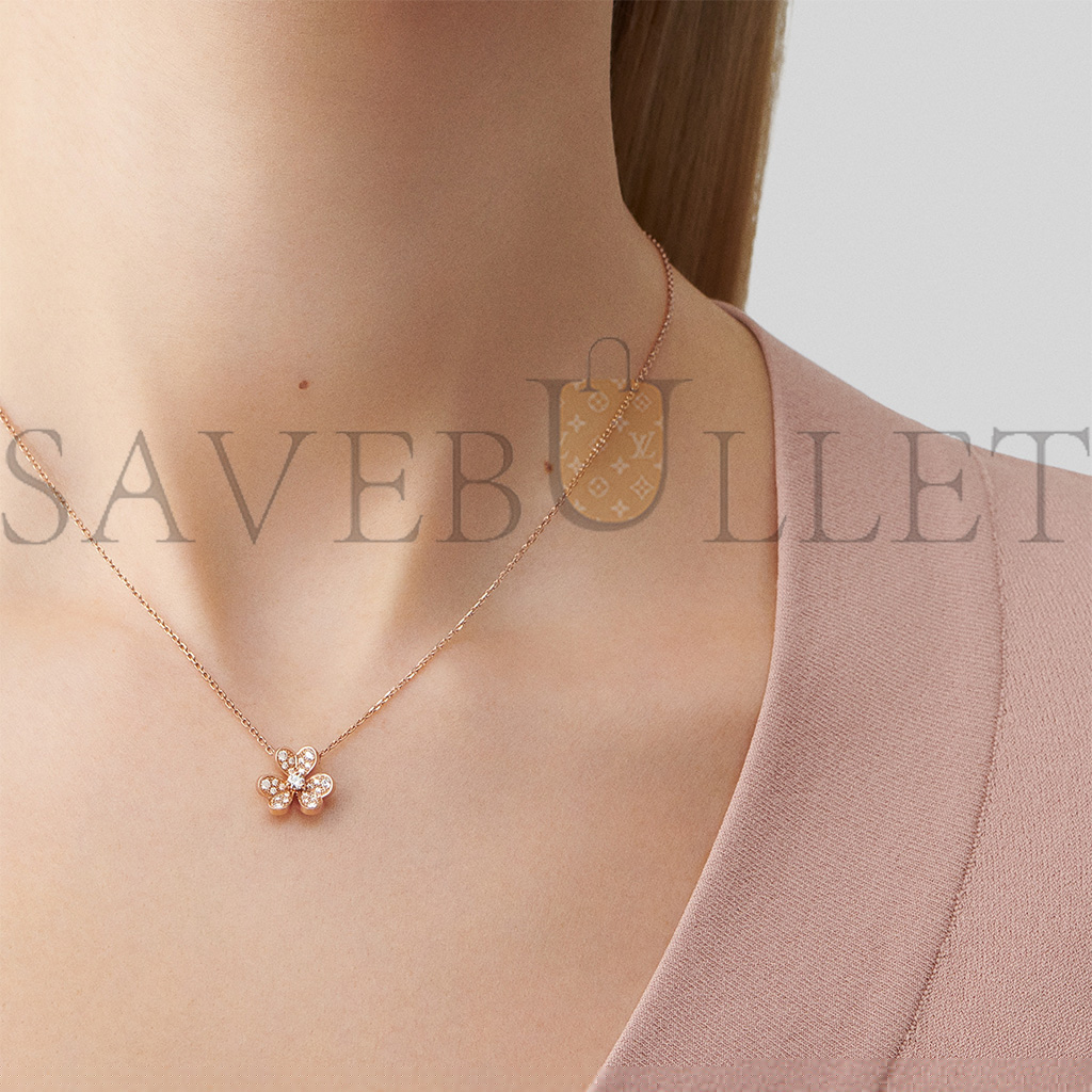 v*n cl*f arpels frivole pendant, mini model - rose gold, Di*m*nd vcarp7ri00